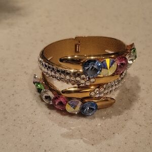 Elegant Gold and Multicolor Crystal Bracelet Worn Once